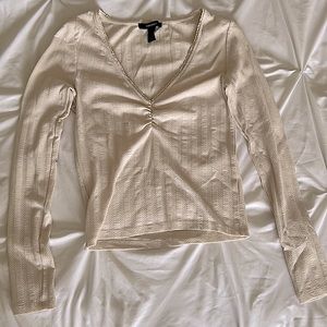 Forever 21 Cream Long Sleeve Shirt Size Small